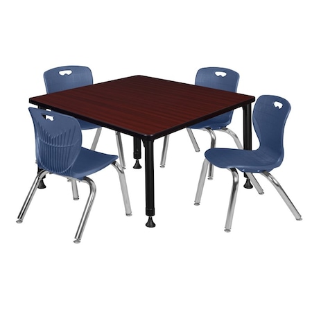 Regency Tables > Height Adjustable > Square Table & Chair Sets, 30 W, 30 L, 23-37 H, Mahogany TB4242MHAPBK45NV